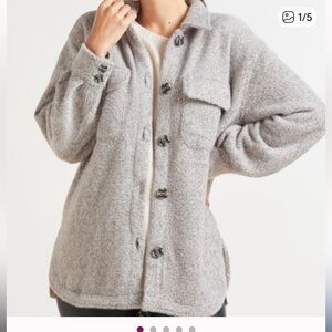 Z Supply Gray Tucker Jacket Shacket Oversized Cozy Small Smoke/Pet Free Home EUC